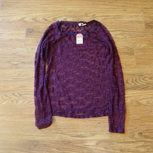 Mudd Plum Burgundy Purple Sheer Stretch Lace